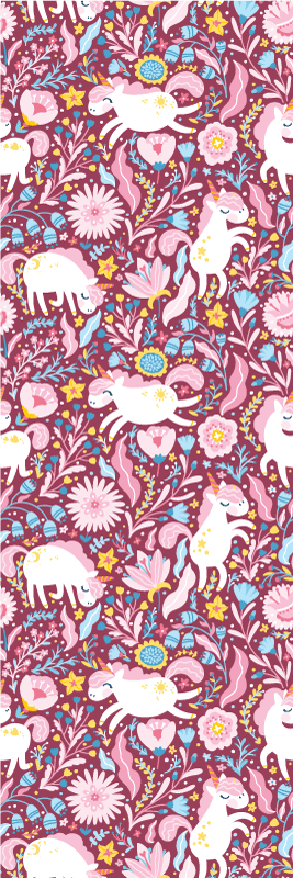 Tappeto vinile rosa con design di unicorni belli - TenStickers