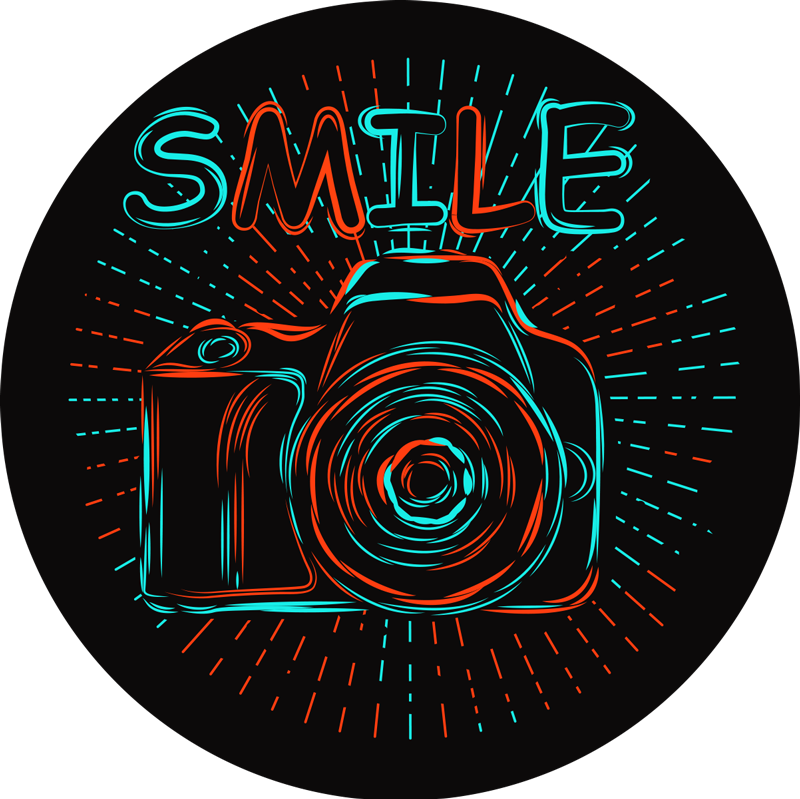 Tappeto vinile per bambini illustrazione fotocamera neon - TenStickers