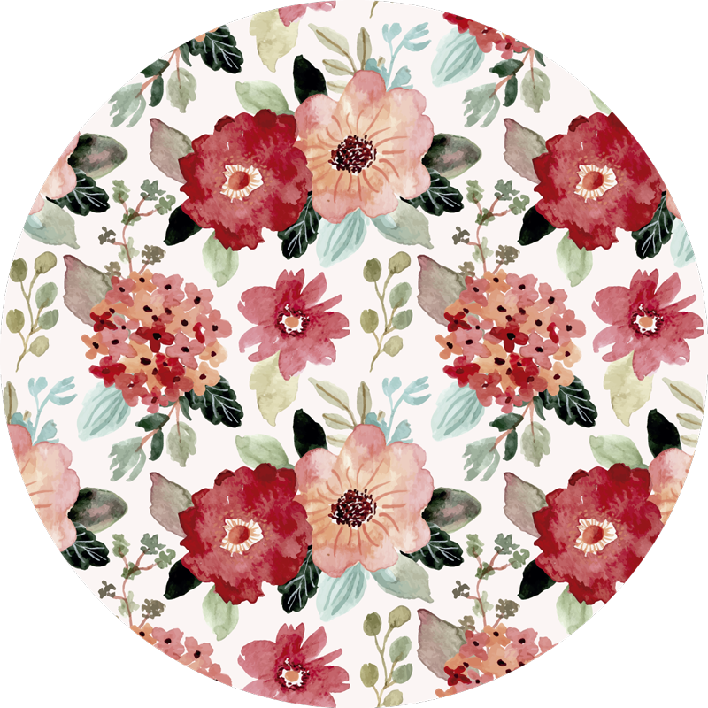 Tappeto vinile fiori motivo circolare floreale - TenStickers
