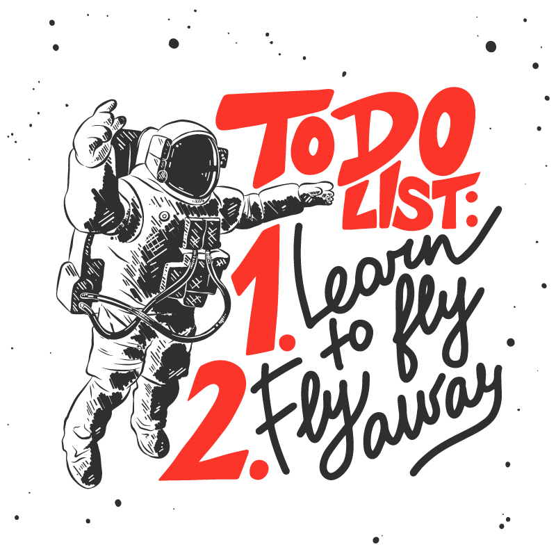 Tappeto vinile frase lista di cose da fare astronauta - TenStickers