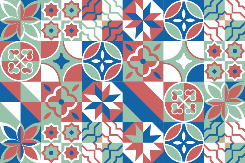 Tappeto vinile piastrelle design di piastrelle colorate - TenStickers