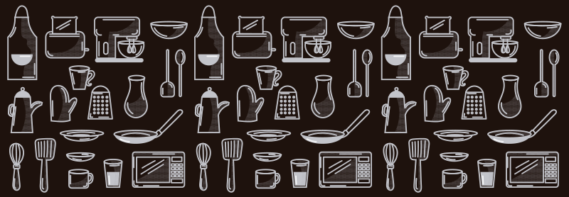 Tappeto moderno in vinile con utensili cucina - TenStickers