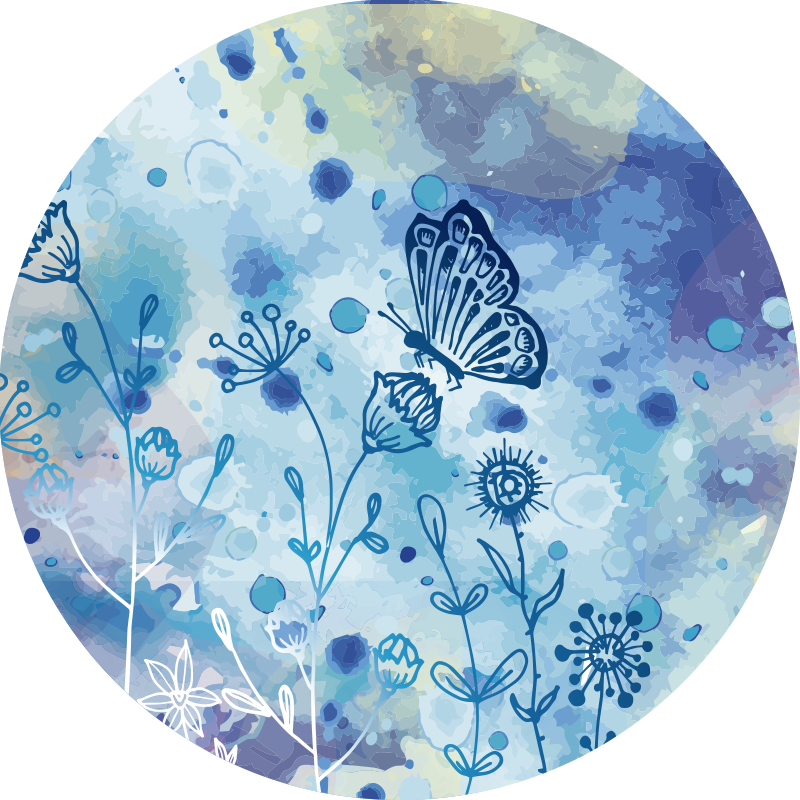 Tappeto vinile fiori acquerello botanico - TenStickers
