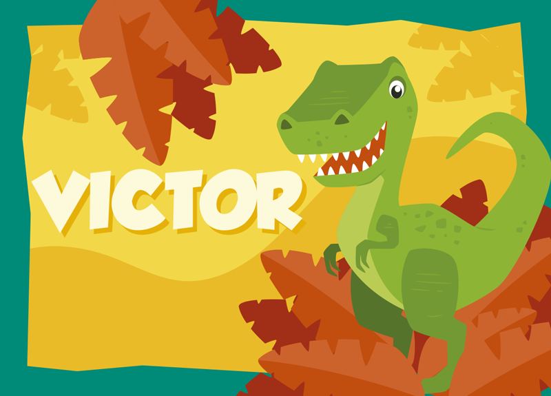 Tappeto vinile con nome personalizzazione dei dinosauri - TenStickers