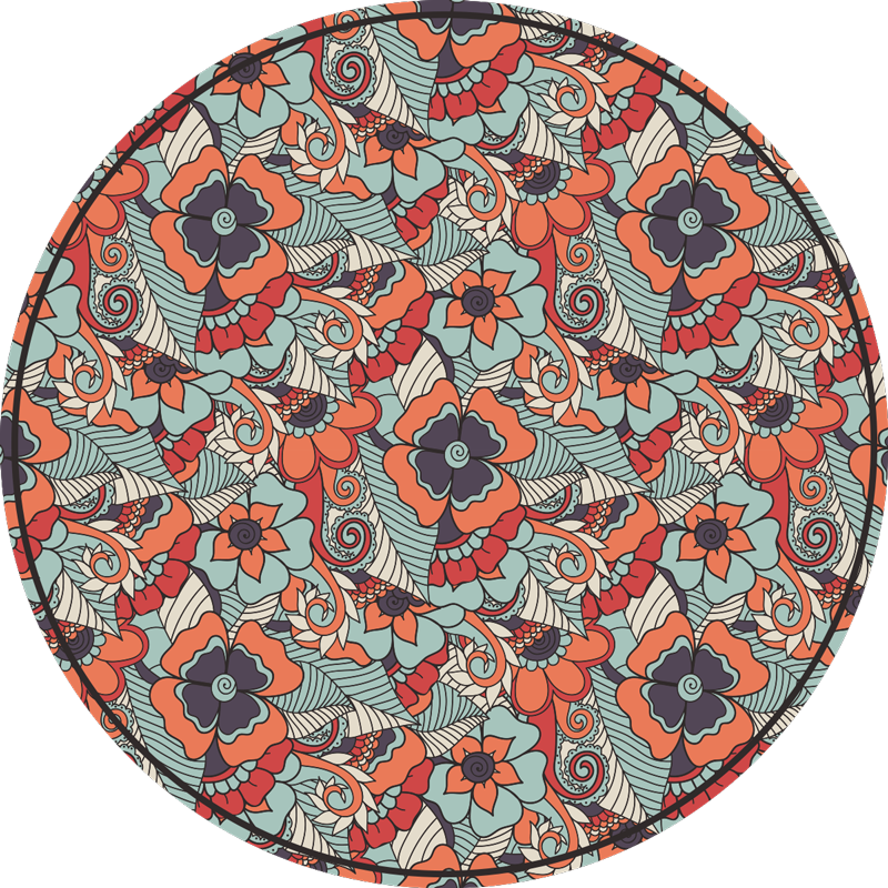 Tappeto vinile fiori motivo floreale mandala - TenStickers