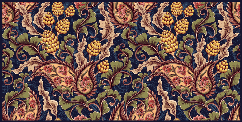 Tappeto vinile fiori ornamenti floreali - TenStickers