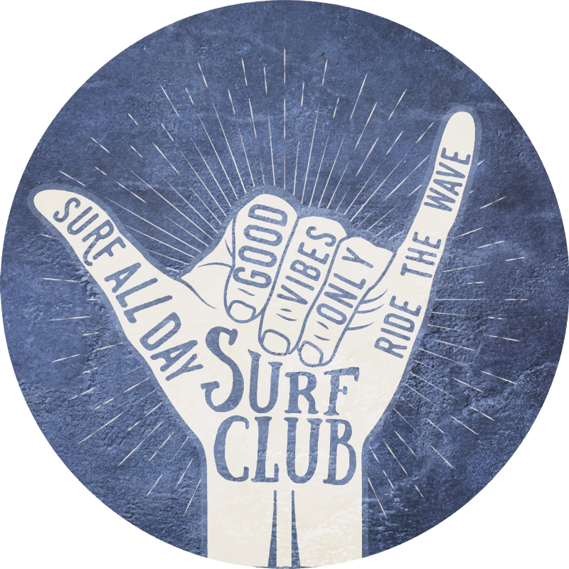 Tappeto vinile frase emblema del club di surf - TenStickers
