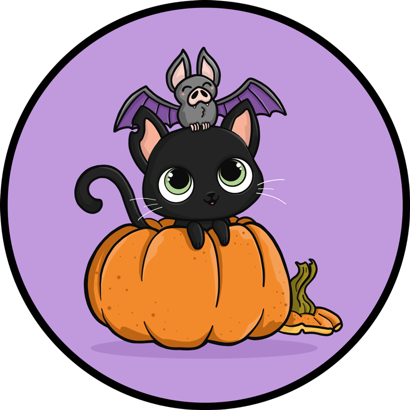 Tappeto vinile Halloween gatto pipistrello di halloween - TenStickers