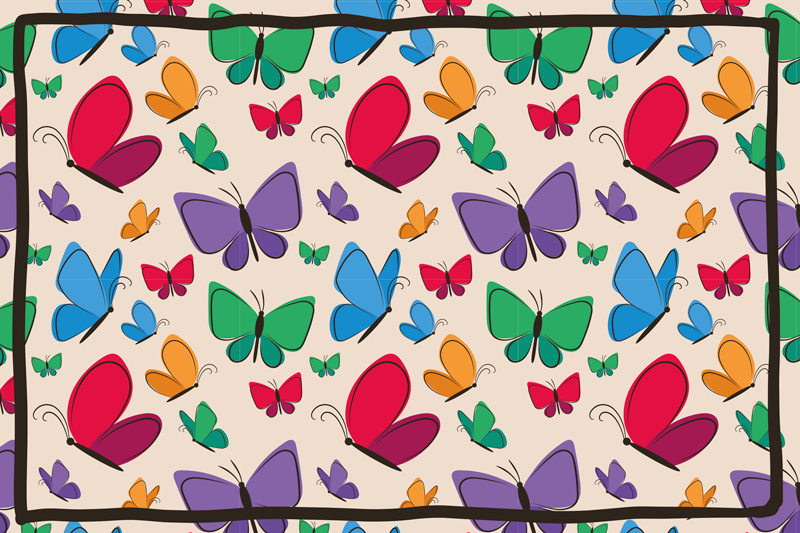 Tappeto vinile fiori abbondanza di farfalle - TenStickers