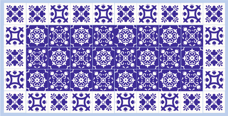Tappeto vinile bagno motivo in ceramica blu - TenStickers
