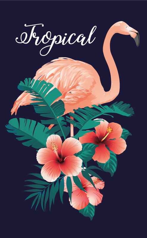 Tappeto vinile animali fenicottero tropicale - TenStickers