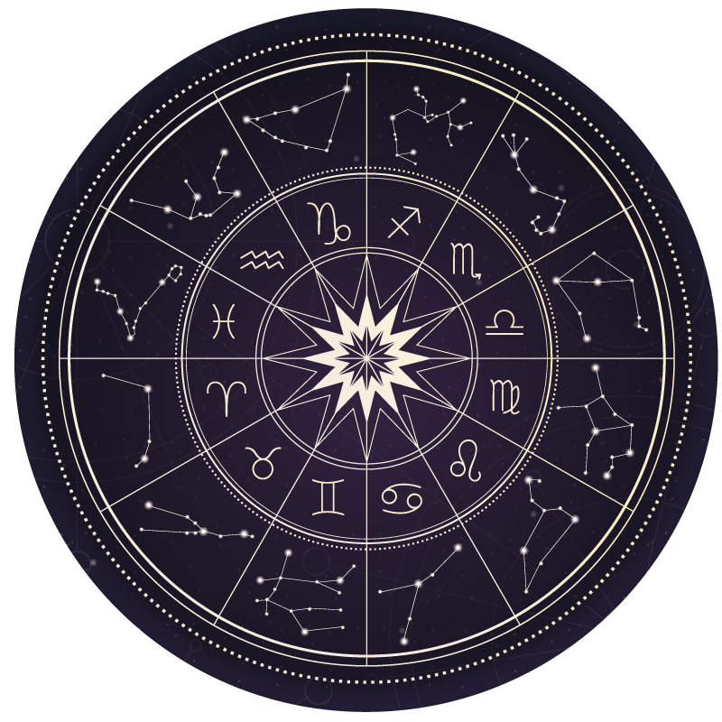 Tappeto vinile rotondo bussola astrologica - TenStickers