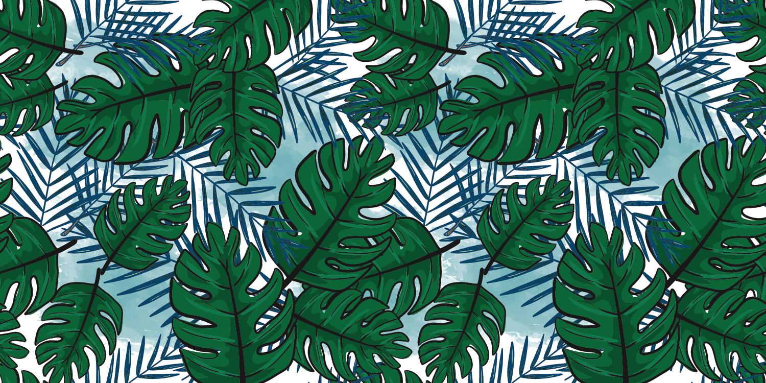 Tappeto vinile fiori modello di monstera tropicale - TenStickers