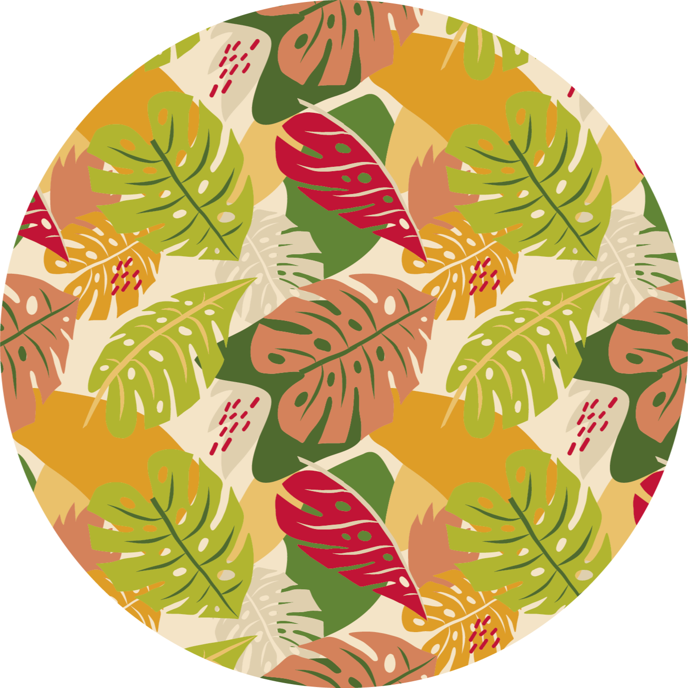 Tappeto vinile fiori modello di fogliame tropicale - TenStickers