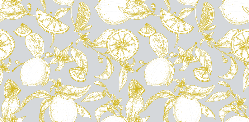 Tappeto vinile fiori motivo botanico di agrumi - TenStickers