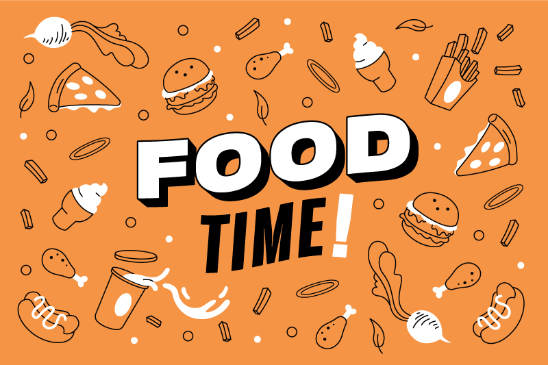Tappeto pvc cucina illustrazione del tempo del cibo - TenStickers