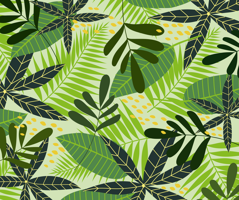 Tappeto vinile fiori botanica a foglia tropicale - TenStickers