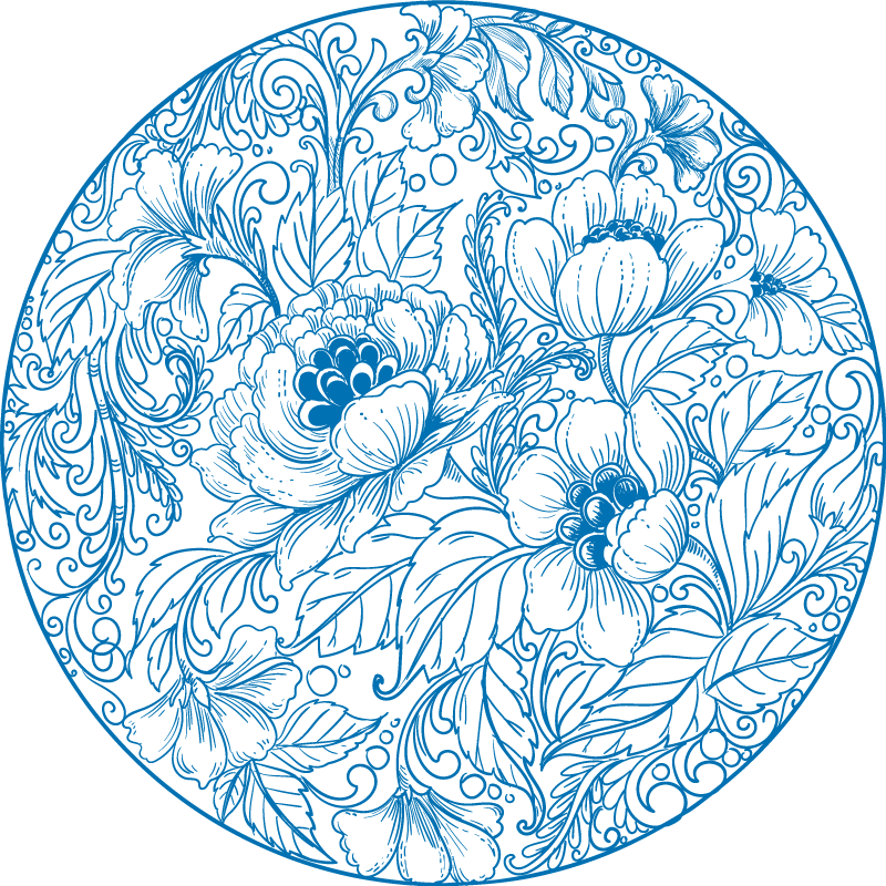 Tappeto vinile fiori motivo floreale rotondo - TenStickers