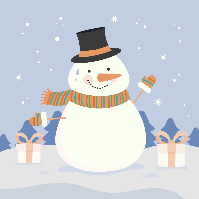 Tappeto Vinile Natale celebrazione del pupazzo di neve - TenStickers