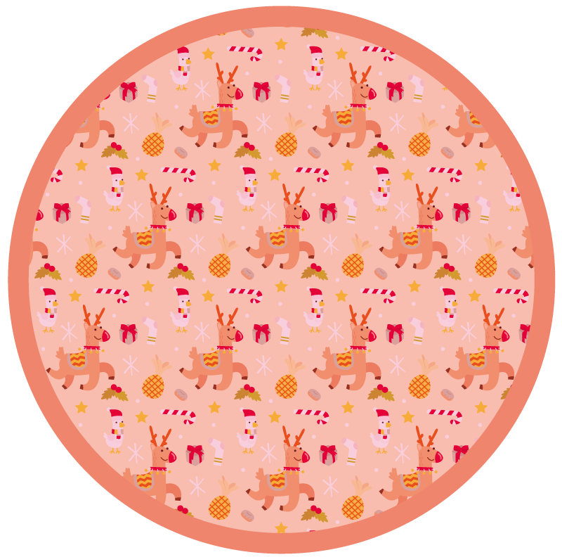 Tappeto Vinile Natale cerchio festivo delle renne - TenStickers