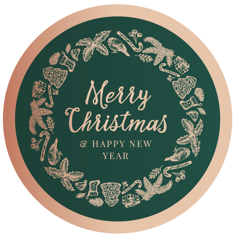 Tappeto Vinile Natale cerchio di auguri festivi - TenStickers