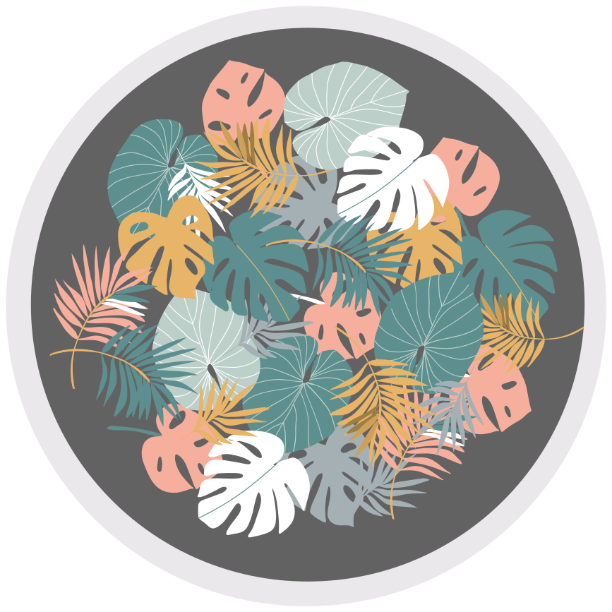 Tappeto vinile fiori cerchio di foglie botaniche - TenStickers