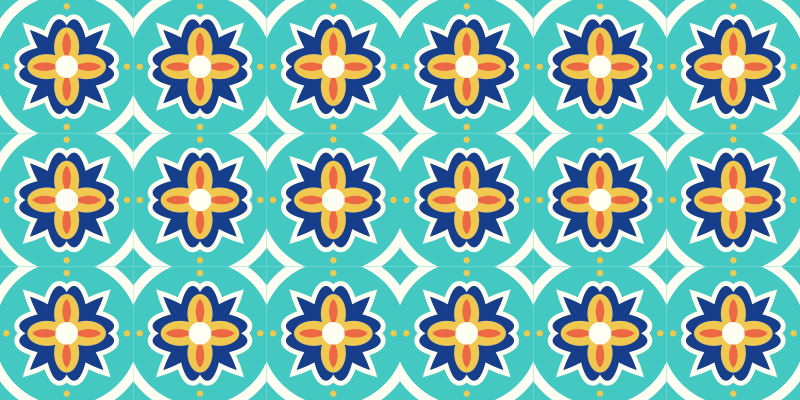 Tappeto vinile piastrelle motivo a mosaico floreale - TenStickers