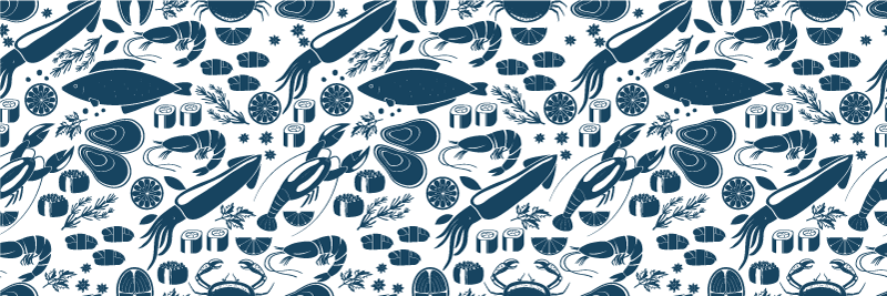 Tappeto pvc cucina motivo frutti di mare - TenStickers