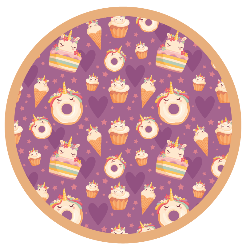 Tappeto vinile per bambini l'unicorno tratta in tondo - TenStickers