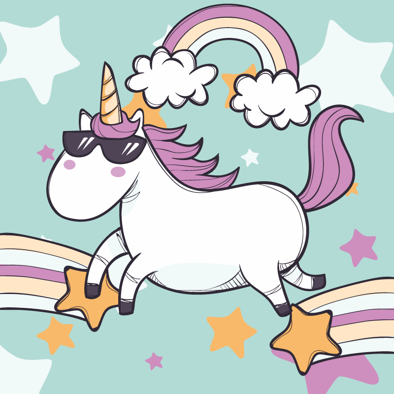 Tappeto vinile per bambini arcobaleno di unicorno - TenStickers
