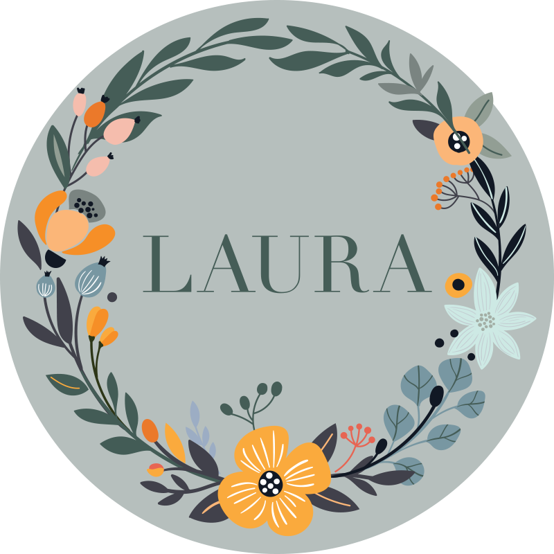 Tappeto vinile con nome disegno floreale personalizzato - TenStickers