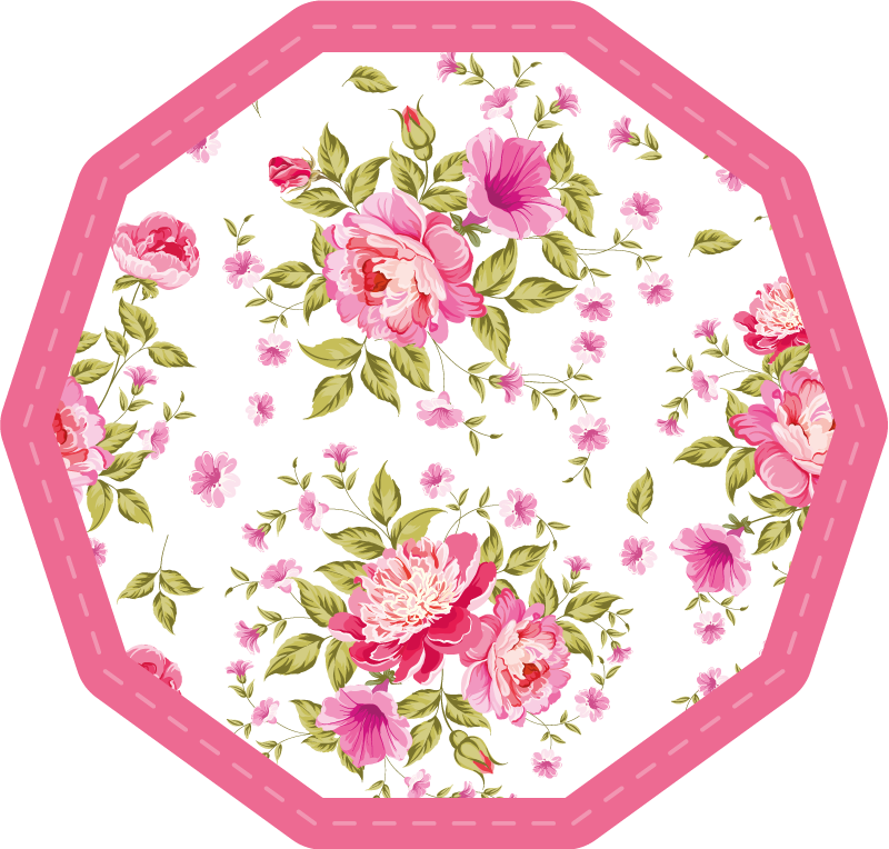 Tappeto vinile fiori ottagono floreale - TenStickers