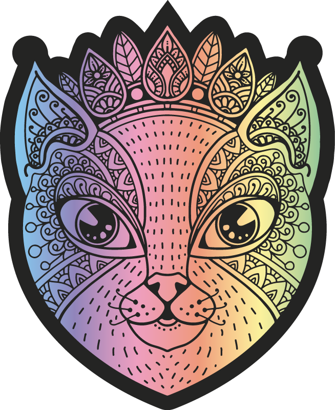 Tappeto vinile animali illustrazione del gatto mandala - TenStickers