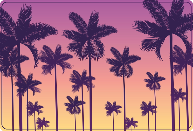 Tappeto vinile natura sagoma tramonto tropicale - TenStickers