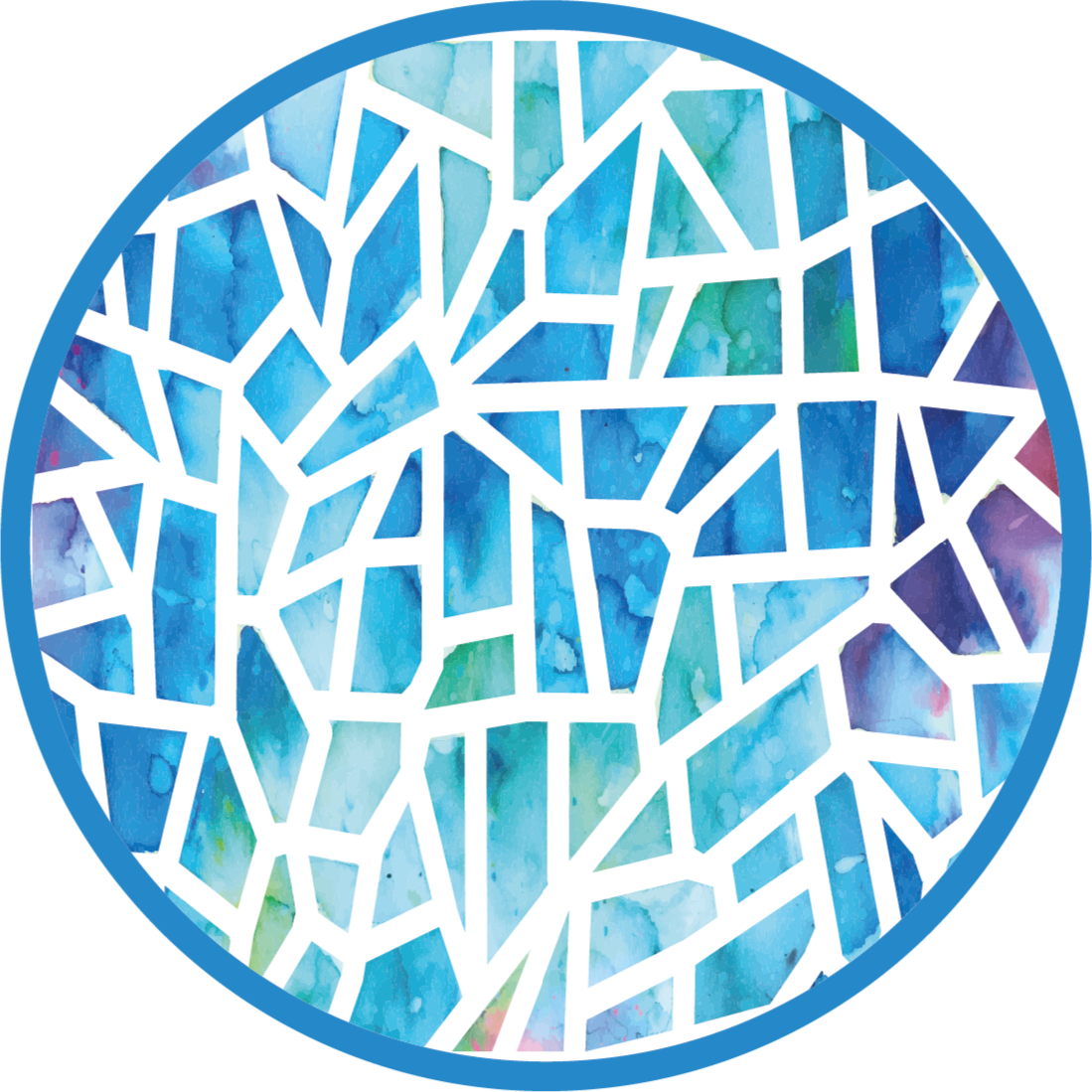 Tappeto vinile blu mosaico acquerello - TenStickers