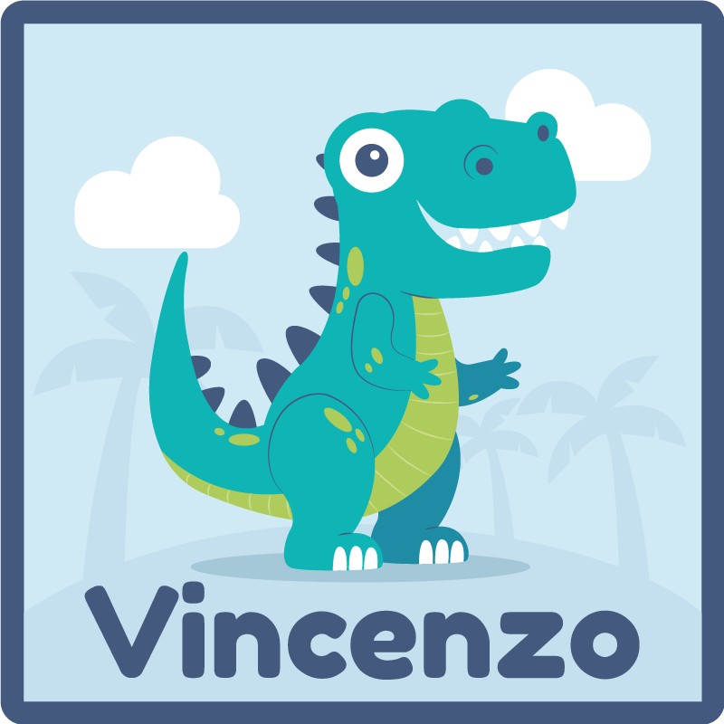 Tappeto vinile bebé illustrazione dinosauro personalizzata - TenStickers