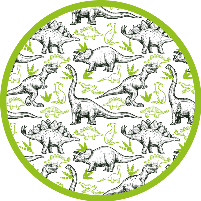 Tappeto vinile per bambini cerchio a tema dinosauri - TenStickers