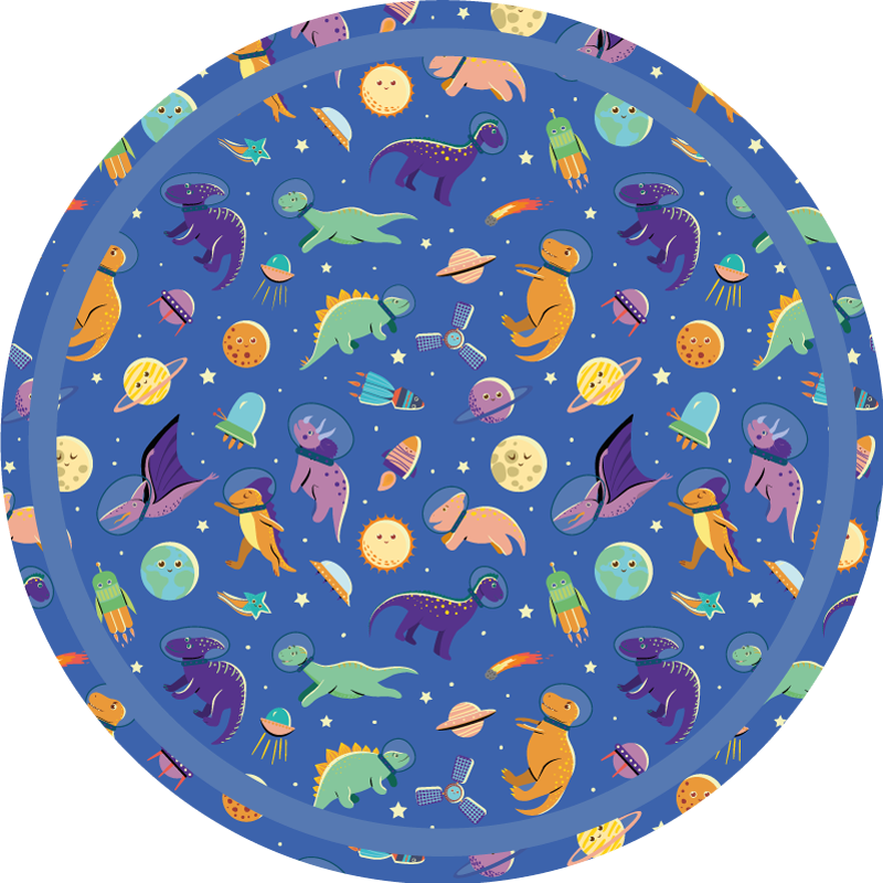 Tappeto vinile per bambini dinosauro spaziale rotondo - TenStickers