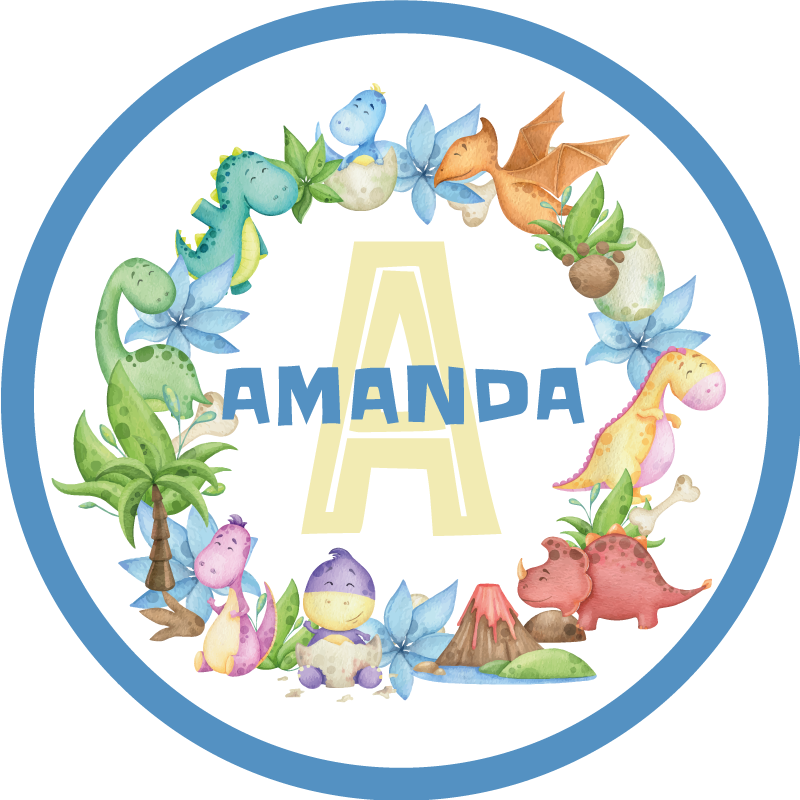 Tappeto vinile con nome cerchio dei dinosauri - TenStickers