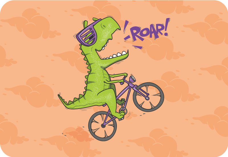 Tappeto vinile per bambini dinosauro in bicicletta - TenStickers