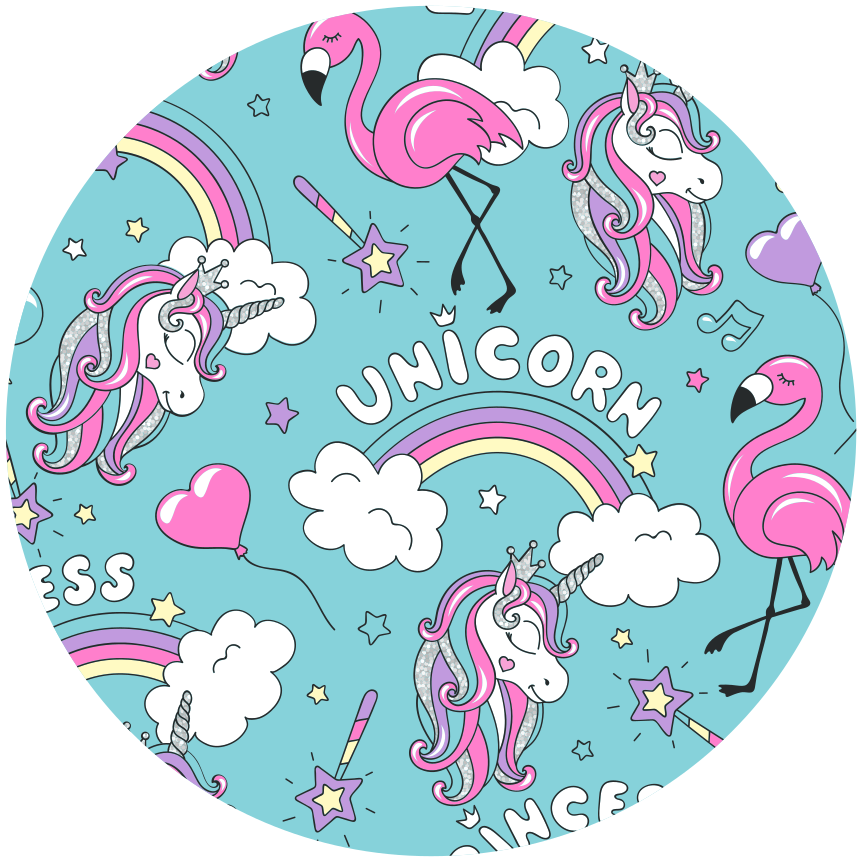 Tappeto vinile per bambini cerchio fantasy di unicorno - TenStickers