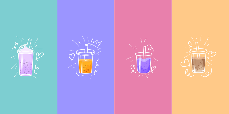 Tappeto vinile frase quadrati di doodle di bevande - TenStickers