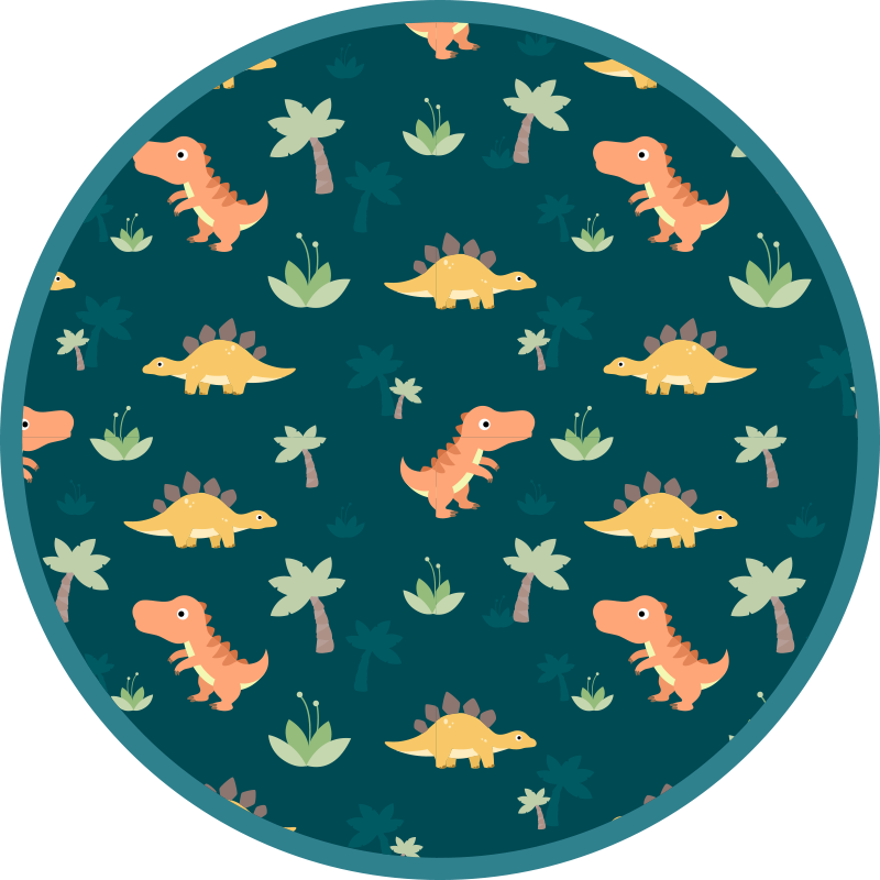 Tappeto vinile per bambini tondo di dinosauro - TenStickers