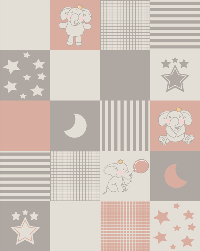 Tappeto vinile per bambini elefante patchwork gioco - TenStickers