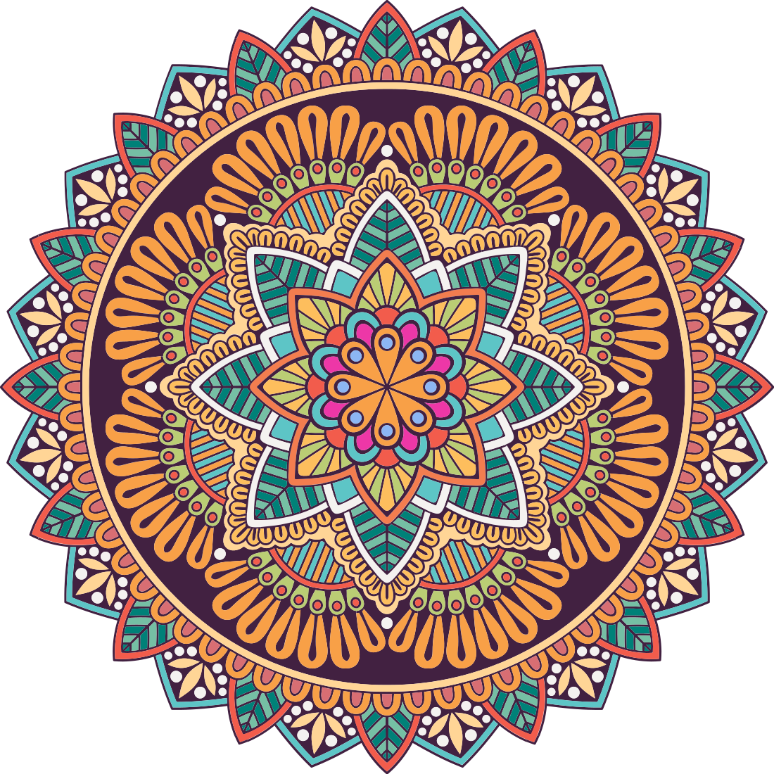 Tappeto vinile mandala motivo mandala vivace - TenStickers