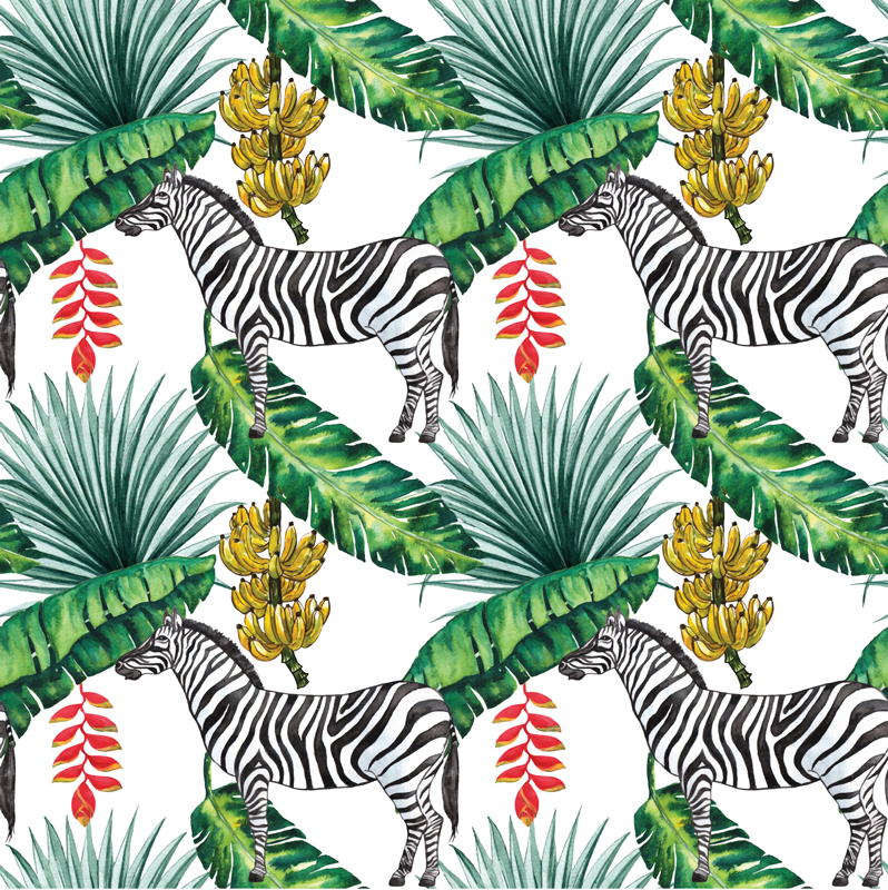 Tappeto vinile animali zebra tropicale - TenStickers
