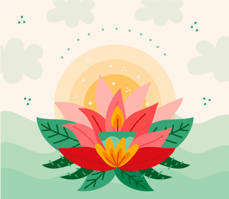 Tappeto vinile fiori illustrazione del fiore di loto - TenStickers