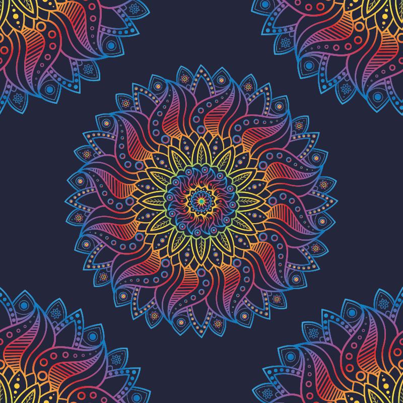 Tappeto vinile mandala motivo vibrante e colorato - TenStickers
