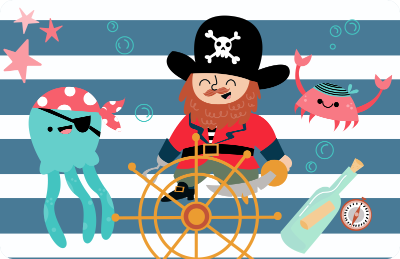 Tappeto vinile per bambini immagini di avventure pirata - TenStickers