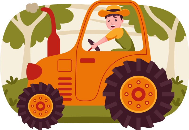 Tappeto vinile per bambini immagini giocose del trattore - TenStickers
